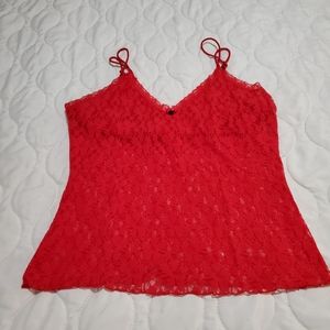 SECRET TREASURES sheer red lace camisole